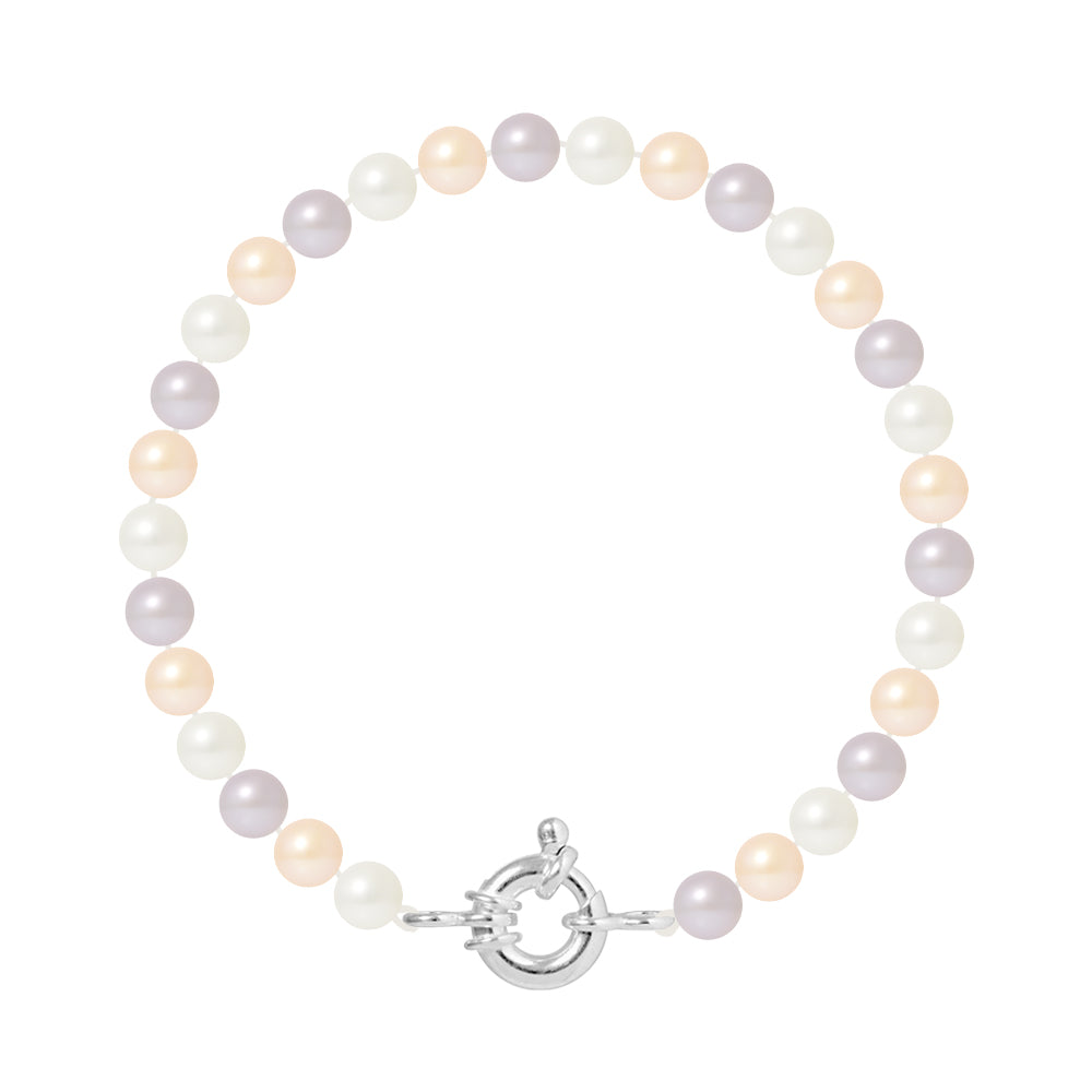 PERLINEA- Bracelet Perles de Culture Ronde 6-7 mm Multicolor- Bijou Femme