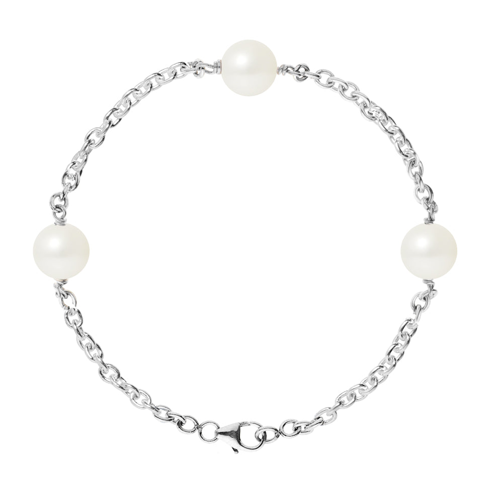PERLINEA- Bracelet Perles de Culture- Diamètre 9-10 mm Blanc- Bijou Femme