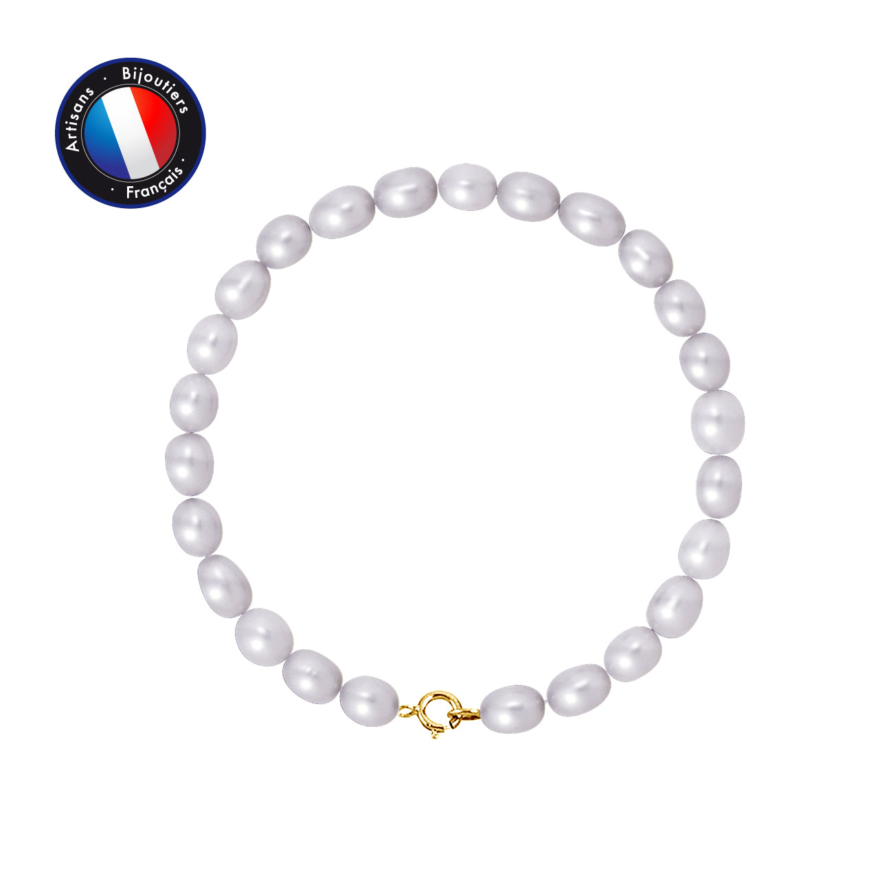 PERLINEA- Bracelet - Perles de Culutre Riz 5-6 mm Violet- Bijou Femme- OrJaune