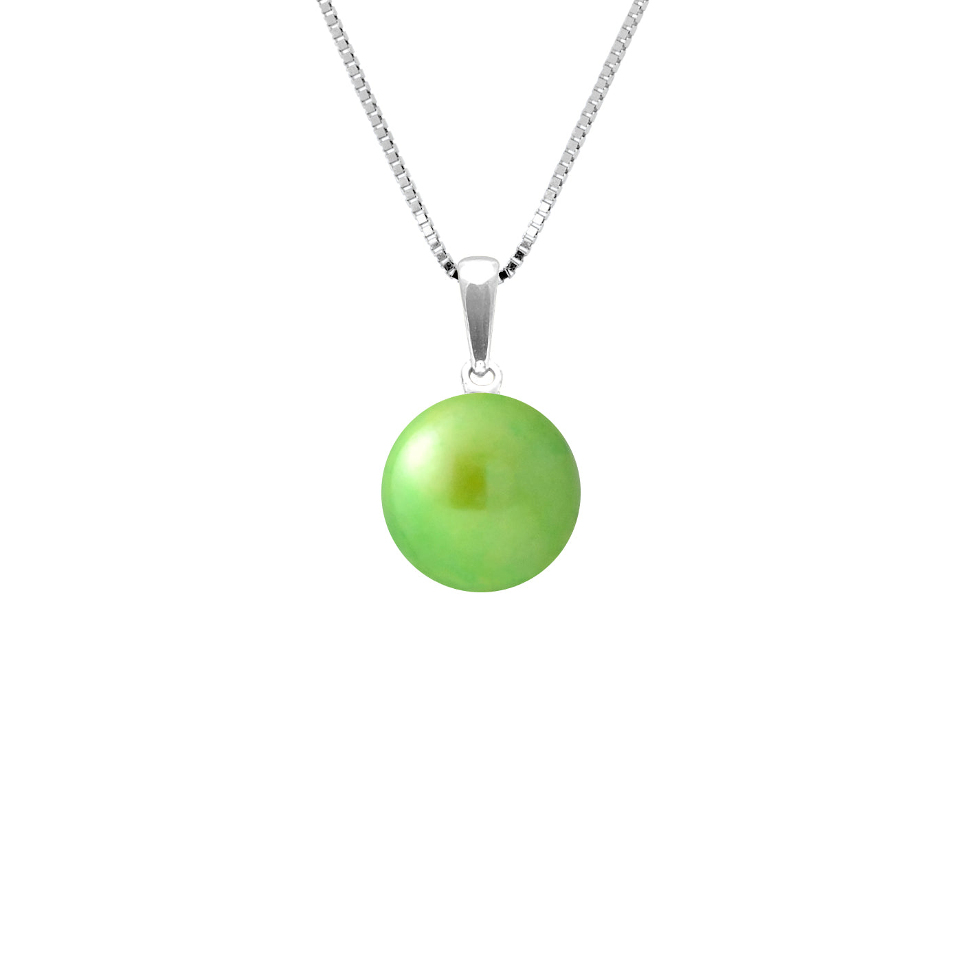 PERLINEA- Collier- Perle de Culture d'Eau Douce- Diamètre 9-10 mm Vert Tonic- Bijou Femme- Argent 925 Millièmes