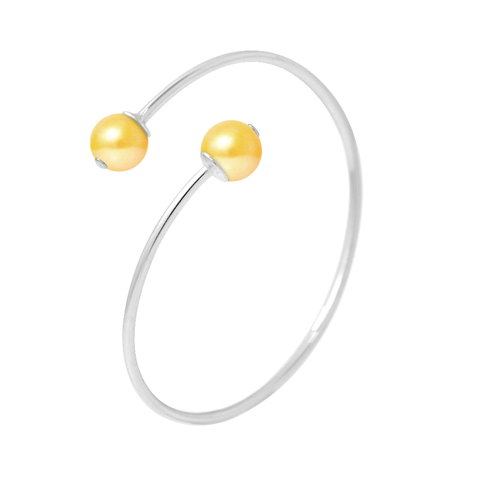 PERLINEA- Bracelet- Perles de Culture d'Eau Douce Diamètre 9-10 mm Gold-  Bijou Femme- Argent 925 Millièmes