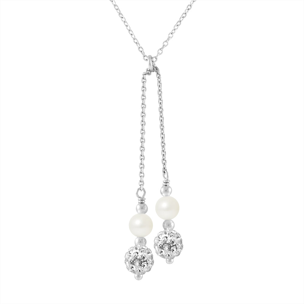 PERLINEA- Collier DUO Perles de Culture d'Eau Douce- Diamètre 5-6 mm Blanc- Bijou Femme- Argent 925 Millièmes