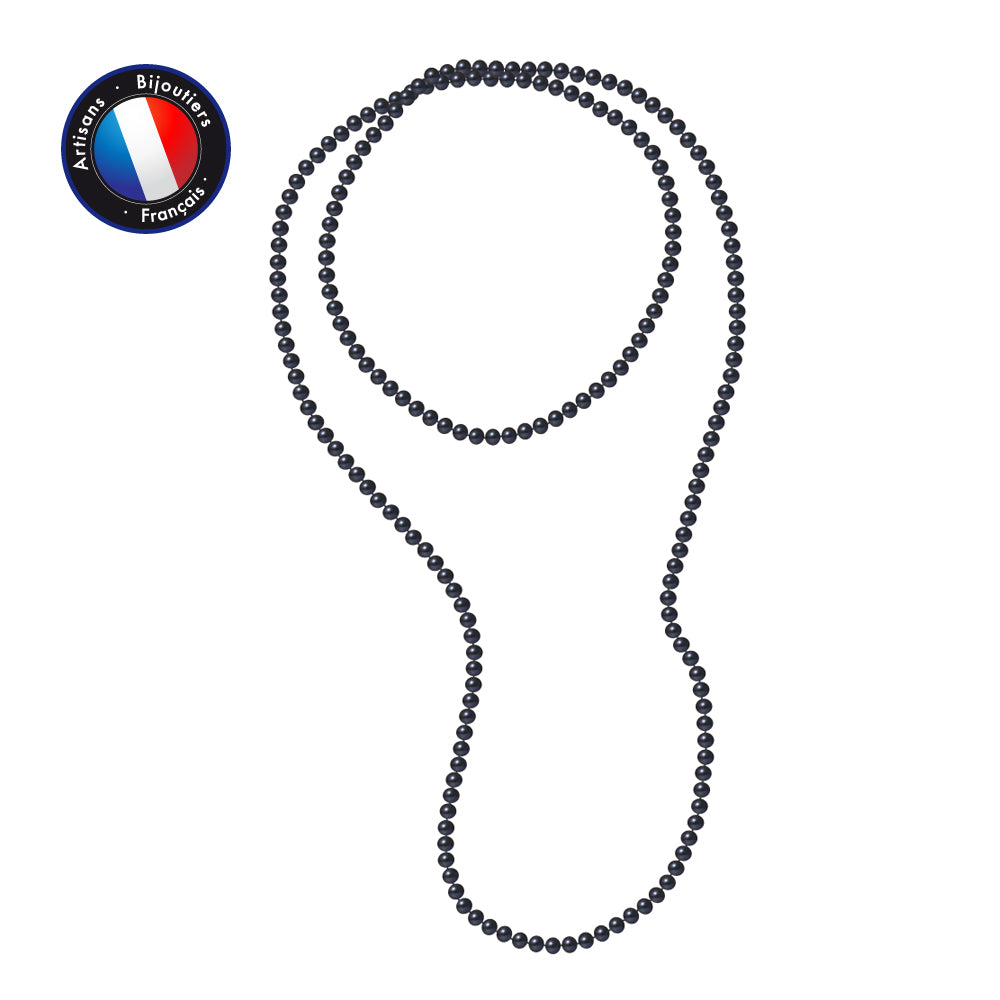 PERLINEA- Sautoir- Perle de Culture d'Eau Douce- Barroque 6-7 mm Black Tahiti- Bijou Femme