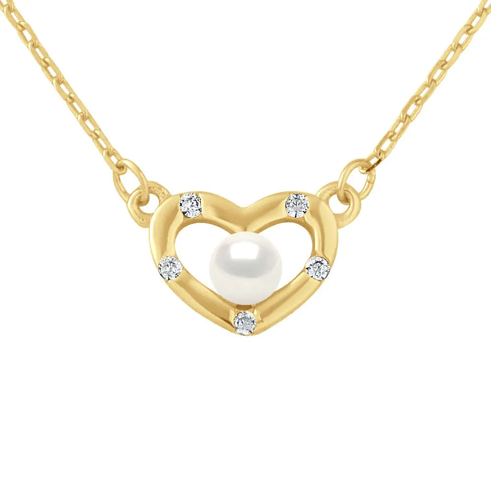 Collier motif "COEUR" et Perle Blanche