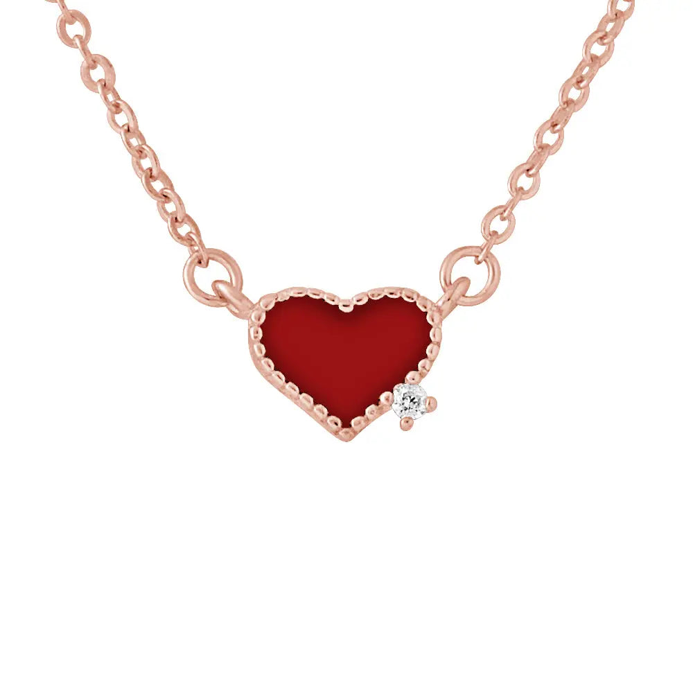 Collier motif "COEUR"  Rouge