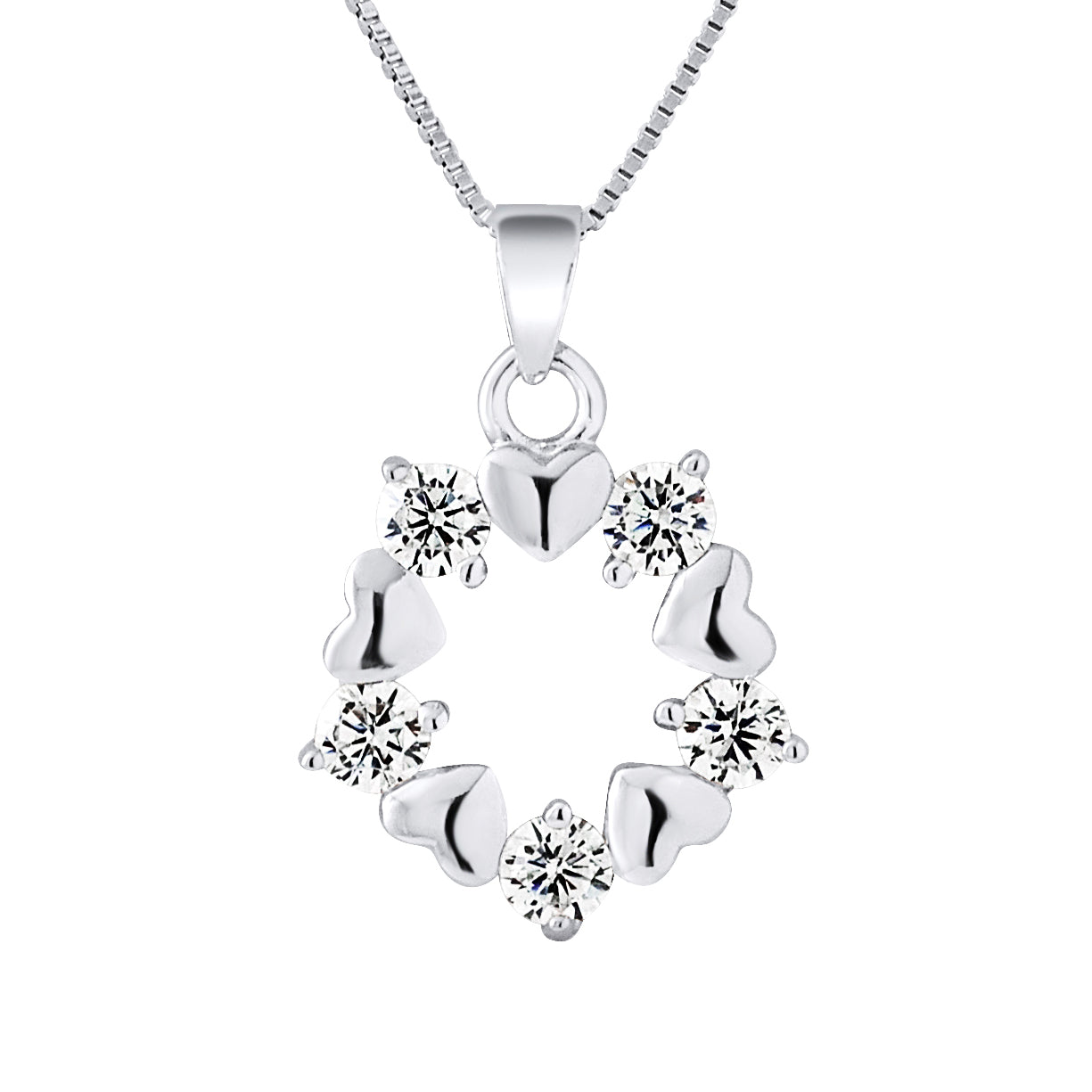 Collier motif "CERCLE" Alterné Cur et Oxydes de Zirconium en argent 925/1000